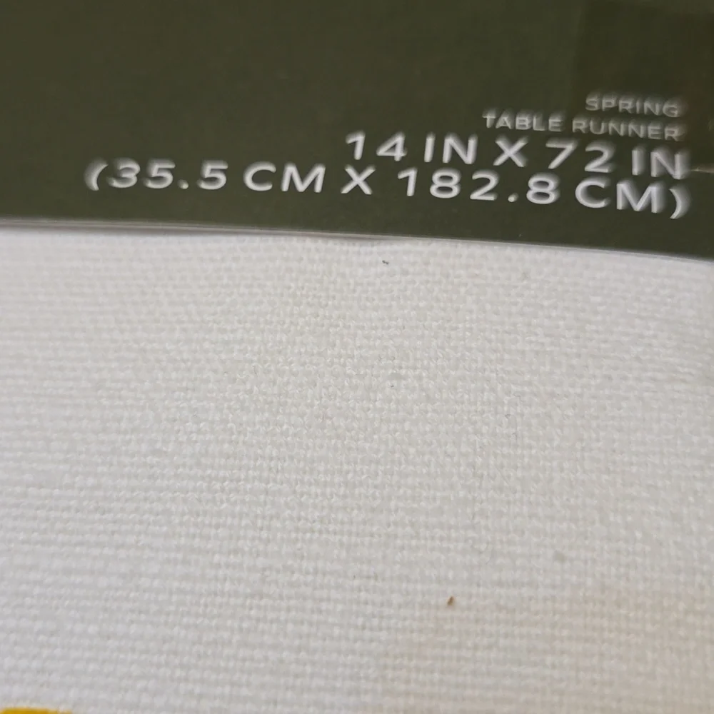 New Place & Time Bumblebee Table Runner‎ Embroidery Wings Cream Gold Blue 14x72